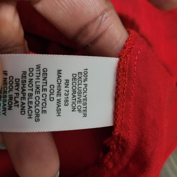 MELISSA PAIGE Lagenlook Boho Red Top Tunic Size M Flowy Bell Sleeve New - Picture 4 of 5